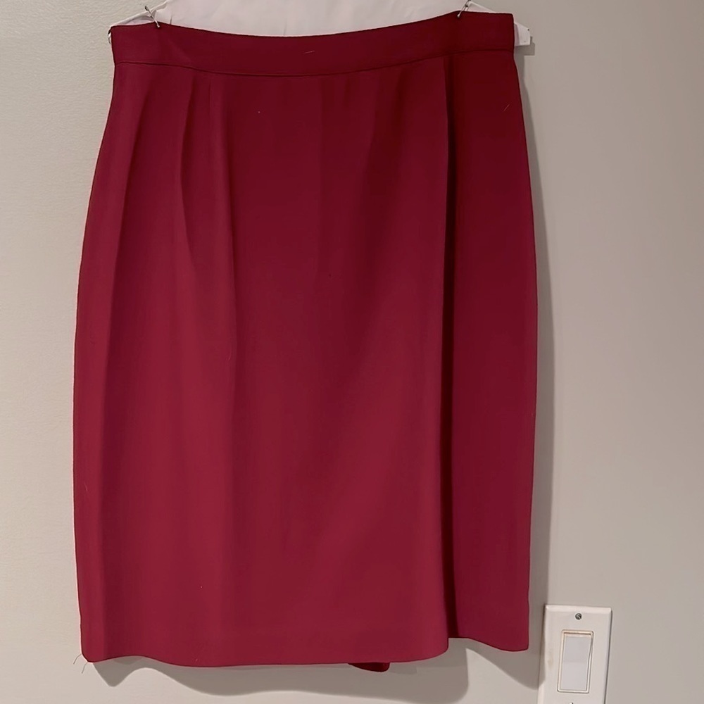 Red 100% wool pencil skirt. Size 14